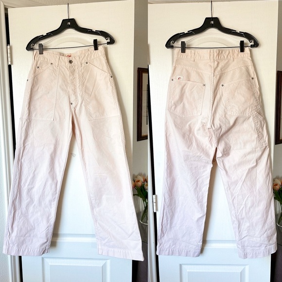 Chimala Canvas Work Pants Japanese Cotton Straight-Leg Baby Pink 26 EUC - Picture 2 of 8